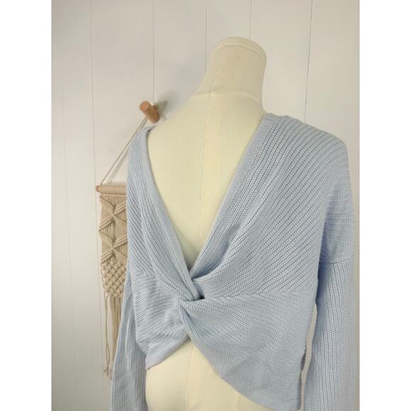 Hollister Dusty Blue Reversible Twist Knot Sweater Medium - Picture 6 of 7